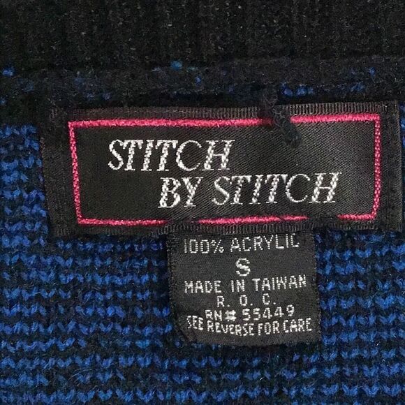 Sweater, Stitch by Stitch Womens Tunic Sweater, size Small, Blue and Black Geome - Picture 4 of 5